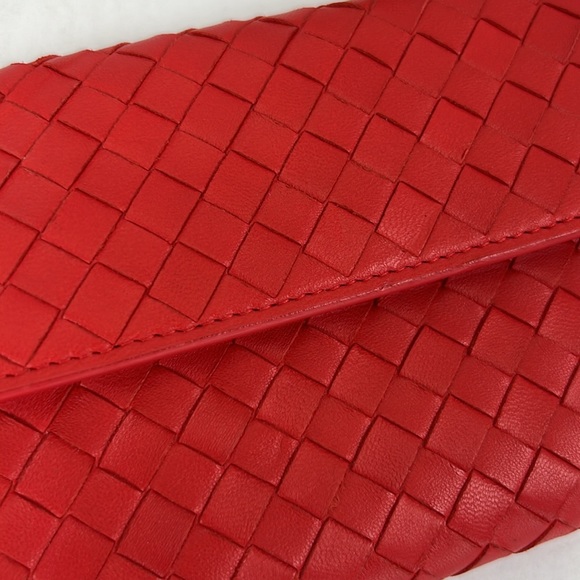 SOLD🤑Bottega Veneta Red Intrecciato Leather Continental Flap Wallet - Picture 11 of 13